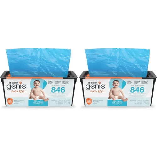 Diaper Genie Easy Roll Refill, 18 Bags Per Refill, Holds Up to 846 Newborn Diapers, Odor Control, Diaper Pail Bags, Fits Diaper Genie Signature & Platinum Pails, Packaging may vary (Pack of 2)