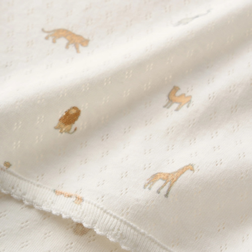 Neutral Safari Print Organic Cotton Pointelle Baby Blanket – Elegant Baby