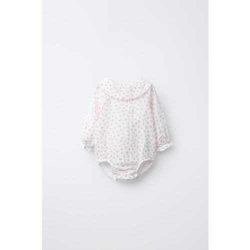 TEXTURED FLORAL BODYSUIT - Oyster-white | ZARA United States