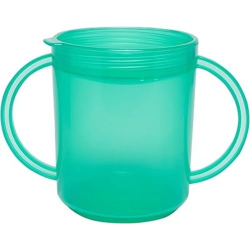 TalkTools Recessed Lid Cup with Handles - Leak Proof | Promotes Oral Motor Skills, Lip Closure, and Self Feeding | Alternative to Sippy Bottle | Food Grade Materials | Dishwasher Safe (Green)