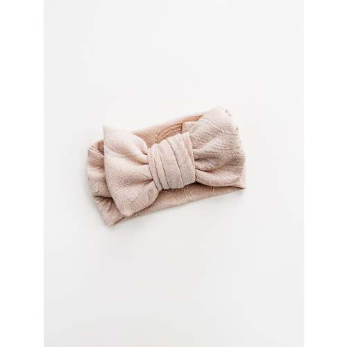 TEXTURED BOW HEADBAND - LIGHT BEIGE
