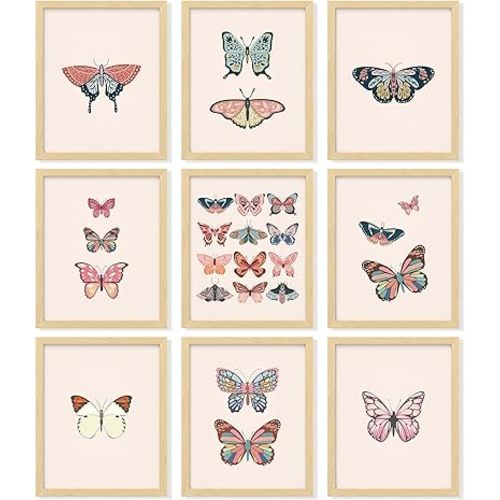 97 Decor Vintage Butterfly Wall Art, 9 Pcs 8x10 Prints, Unframed