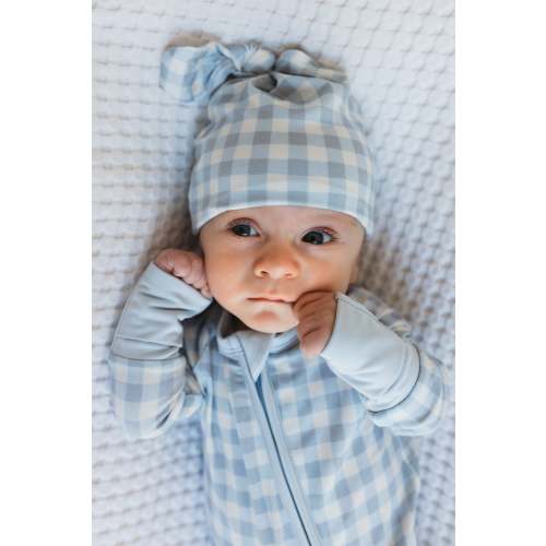 Blue Gingham Newborn Hat