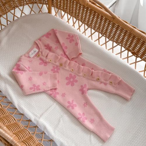 Little Daisy Frilled Romper - Blossom & Fairy Floss – Avalia Kids