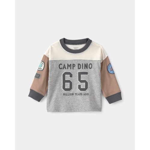 Baby Boy 'Camp Dino' Long-Sleeve T-Shirt - Brown/Grey | Carter's