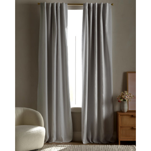 European Linen True Blackout Curtain in Dark Flax