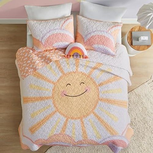 Intelligent Design Kids Sunshine Yellow Queen Cotton Coverlet Set, 3pc