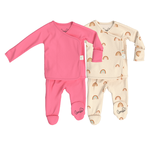 Baby Bundle Footie - Pinky Promise + Little Wishes – Bonsie Skin to Skin Babywear