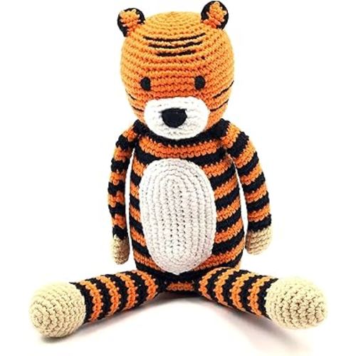 Handmade Crochet Cotton Tiger - Soft Orange