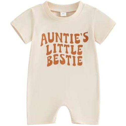 Aunties Bestie Baby Clothes Gender Neutral Baby Boy Girl RomperJumpsuit Infant Summer Letter Print Short Jumpsuit
