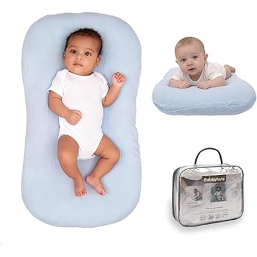 Baby Lounger - Snuggle Cozy Me Infant Lounger for Newborn 0-12 Months, Muslin Cover，Portable Breathable & Soft Baby Nest Lounger for Home and Travel - Blue