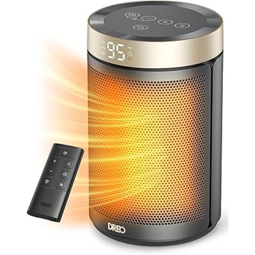 DREO Space Heater, Portable Electric Heaters for Indoor Use with Thermostat and Remote, 2024 Upgraded, Digital Display, 12H Timer, 5 Mode, 1500W PTC Ceramic Fast Safety Heat for Office Bedroom Home