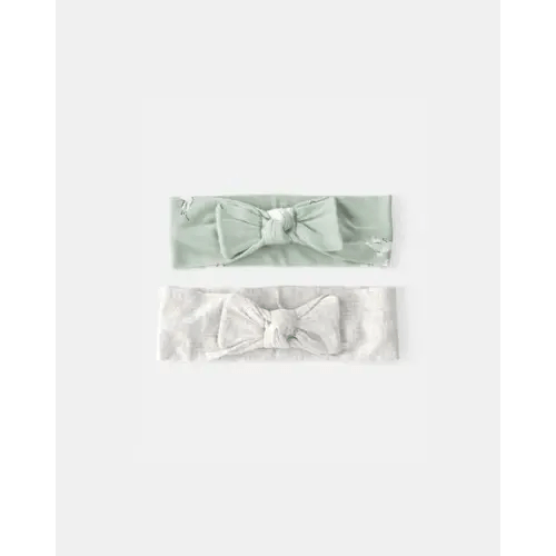 Baby Girl 2-Pack Easter Bunny PurelySoft Headwraps - Green/Ivory | Carter's