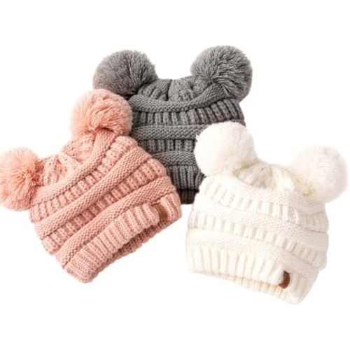 FURTALK Baby Winter Knitted Beanie Hat Soft Warm Lined Pom Pom for Infant Toddler Skull Cap