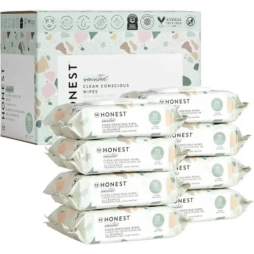 The Honest Company Clean Conscious Multi-Use Wipes Unscented Hypoallergenic Baby for Sensitive Skin 99% Water Plant-Based Compostable Geo Mood 576 Count