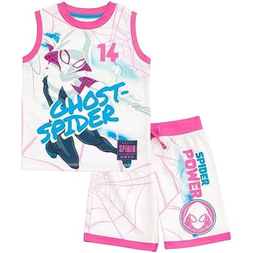 Marvel Spider-Man Spider-Gwen Ghost Spider Girls Tank Top and Bike Shorts Toddler to Big Kid