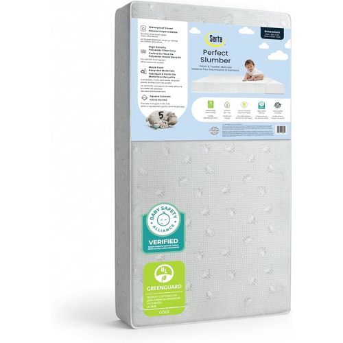 Serta Perfect Slumber Dual Sided Crib and Toddler Mattress - Waterproof - Hypoallergenic - Premium Sustainably Sourced Fiber Core -GREENGUARD Gold Certified (Non-Toxic) -7 Year Warranty - Made in USA