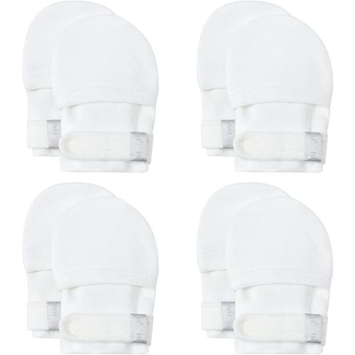 HAPIU Baby No Scratch Mittens Stay On, 100% Cotton Breathable, Adjustable Infant Gloves for Boys Girls, Newborn - 12 M