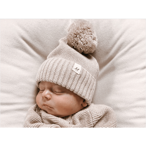 Luna + Luca Pom Beanie - Heather Beige