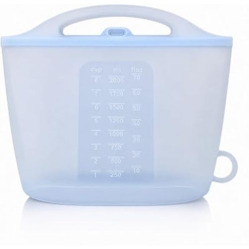 Portable Silicone Steam Sterilizer Bags for Travel, 70oz/2000ml Reusable Steaming Bags for Baby Bottles, Breast Pump Parts, Pacifiers, Teethers, and Other Baby Accessories, Blue, 1 Pack