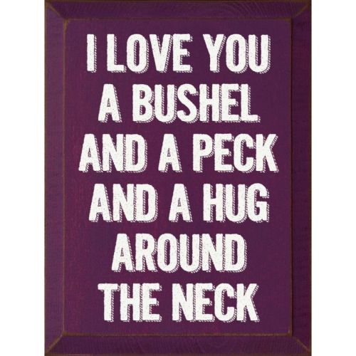 Slickblue I Love You a Bushel and a Peck Wood Sign – Rustic Wall Decor for Nursery or Home – 9"x12", Purple-White