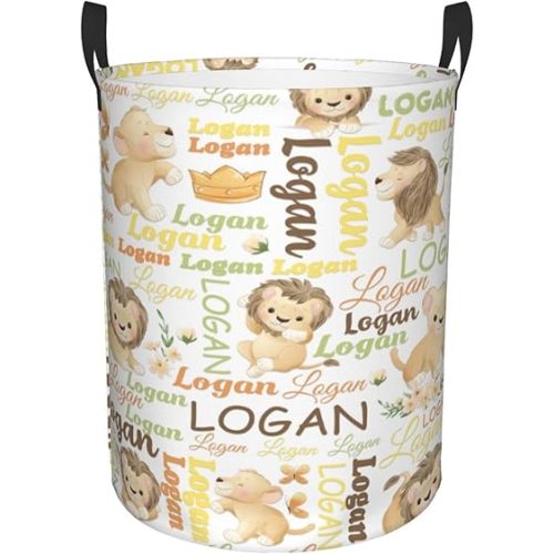 Personalized Lion Laundry Basket For Baby Kids Boys Girls Adult Custom Hamper Basket With Name For Bathroom Bedrooms Collapsible Baby, Dirty Clothes Hamper With Handles