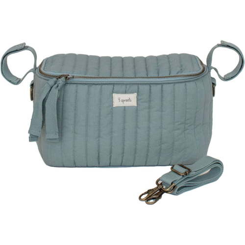 3 Sprouts Universal Quilted Stroller Caddy Organizer with 2 Cup Holders and Adjustable Shoulder Strap in Green