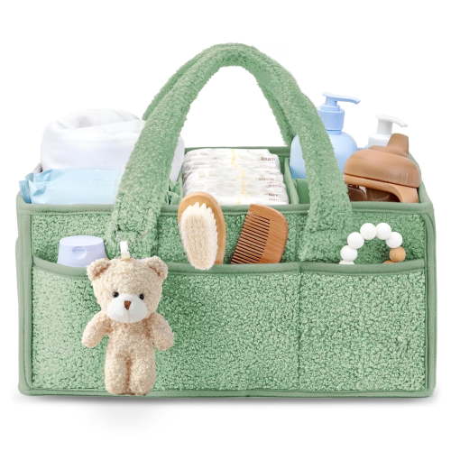 Allhall Baby Diaper Caddy Organizer, Portable Diaper Storage Basket Bin for Wipes, Newborn Baby Essentials Registry Search Must Haves, Car Caddy Organizer, Shower Gift Basket for Boy & Girl
