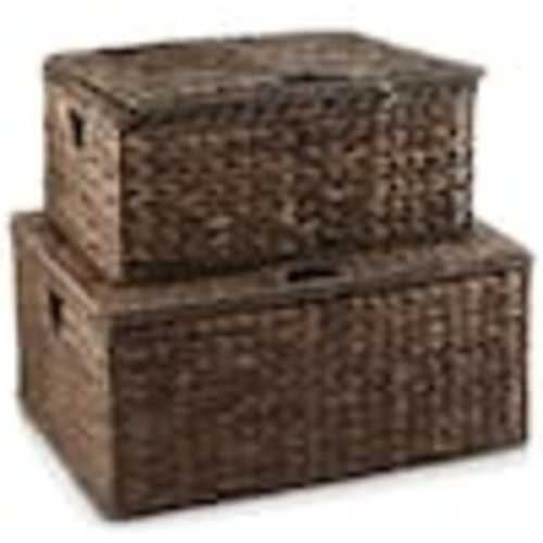 Casafield Brown Espresso 21.25 in. x 24.75 in. Wicker Hyacinth Decorative Baskets Storage Bins (Medium/Large) STO-T7482-BRN.
