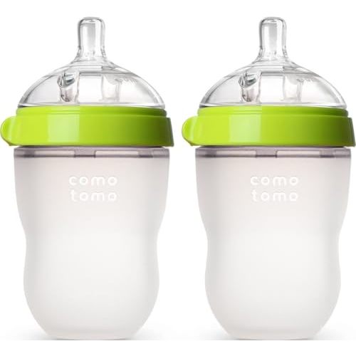 Comotomo Baby Bottle Double Pack, Green, 8oz