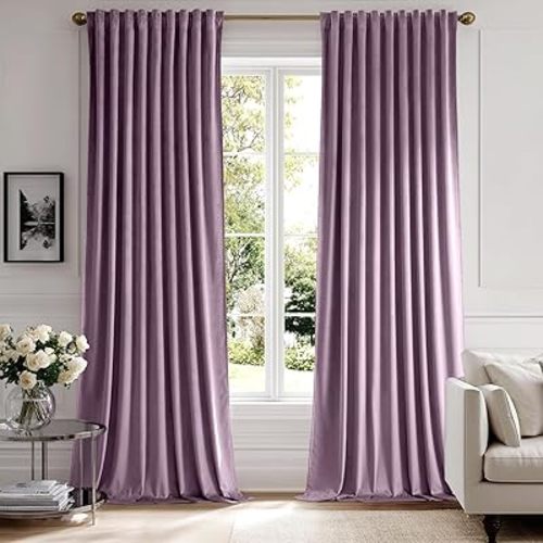 MIULEE Lavender Velvet Curtains 52x96 inches Luxury Blackout Curtains