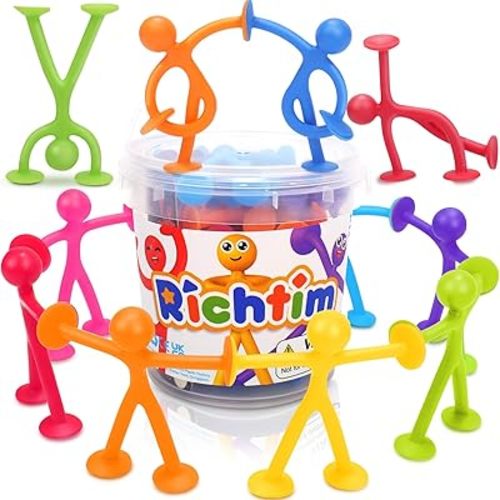 Richtim Kids Humanoid Suction Sensory Toys: 24 Pack Creative Suction Toy No Hole Bath Toy - Sensory Toys for Kids Travel - Calming Down for Boys and Girls