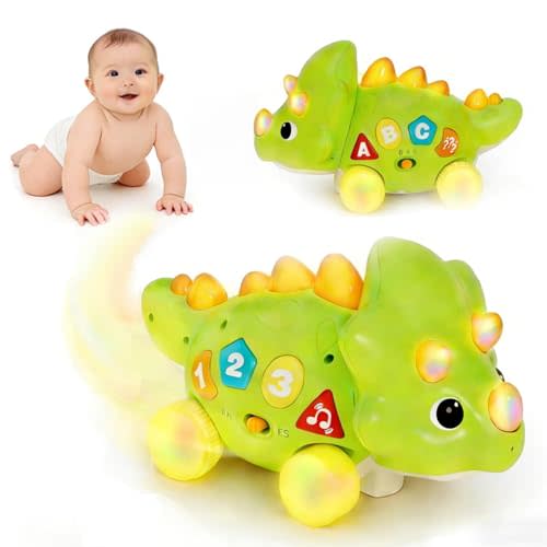 Dinosaur Baby Musical Toys for Toddlers, Dinosaur Tummy Time Toy with Musical for Baby 6-12 Month, Early Learning Educational Crawling Toys Gifts for Toddlers Ages 1-3.
