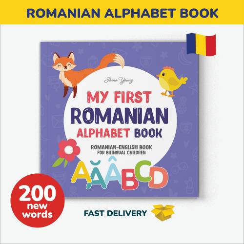 My First Romanian Alphabet book, Romanian books for kids, Romanian Kids Book, Romanian language, learn Romanian English bilingual,gift