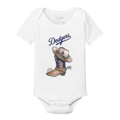Los Angeles Dodgers Tiny Turnip Infant Cowboy Boot Bodysuit - White