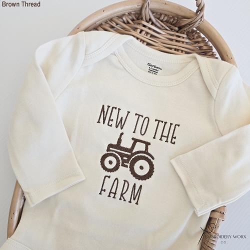 Embroidered New to the Farm ONESIES® brand Baby Coming Soon Pregnancy Announcement ONESIES®  Farm Bodysuit Farmer Truck Bodysuit D41