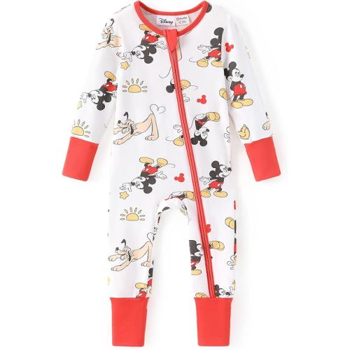 Disney Princess Ariel Belle Moana Mickey Minnie Baby Organic Cotton Footie Zipper Pajamas Newborn Infant Romper