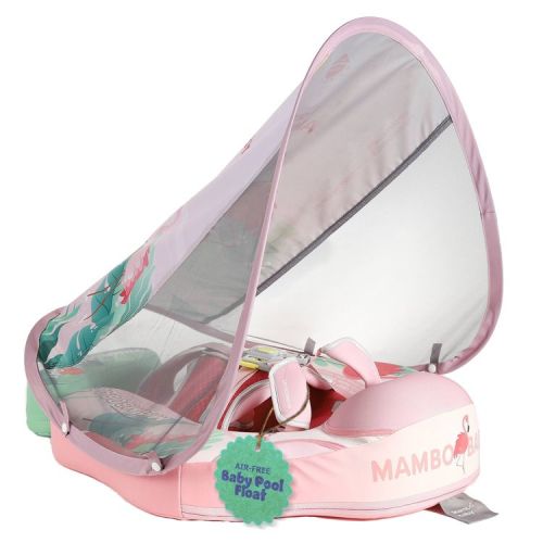 Mambobaby Trendy Voyager Baby Pool Float with Canopy Novelty Float - Pink Flamingo