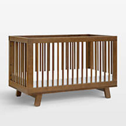 Babyletto Hudson Natural Walnut Wood 3-in-1 Convertible Baby Crib with Toddler Bed Conversion Kit