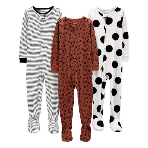 Simple Joys by Carter's Toddlers and Baby Boys' Snug-Fit Footed Cotton Pajamas, Pack of 3
