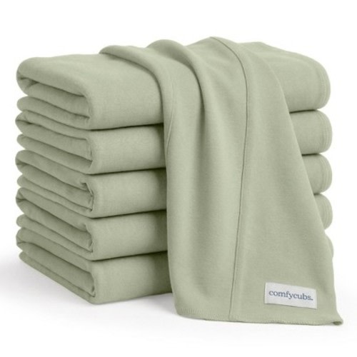 Comfy Cubs Baby Burp Cloths Set Pack of 6 - Large, 6-Layer, Ultra Absorbent Soft 100% Cotton for Infants - Sage