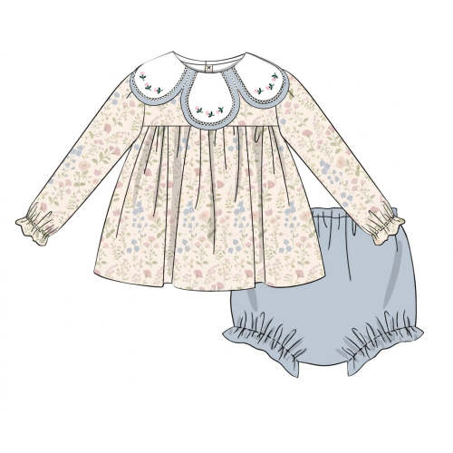 Floral Corduroy Heirloom Diaper Set