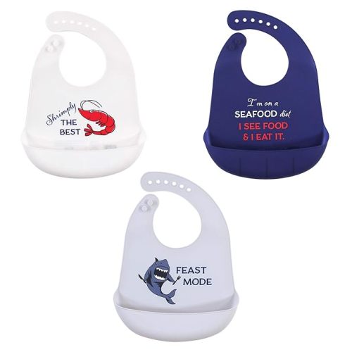 Hudson Baby Unisex Baby Silicone Bibs, Seafood, One Size