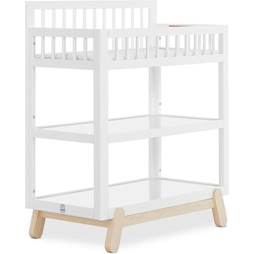 Dream On Me Hygge Changing Table in Weathered Vintage Oak, Greenguard Gold & JPMA Certified, Comes with Safety Belts & 1” Changing Pad, Easy to Clean, Safe Wooden Furniture
