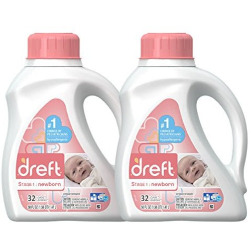 Dreft Stage 1: Newborn Hypoallergenic Liquid Baby Laundry Detergent (HE), 50 Ounces (32 Loads), 2 Count - Dreft Stage 1 Detergent, 2 Count