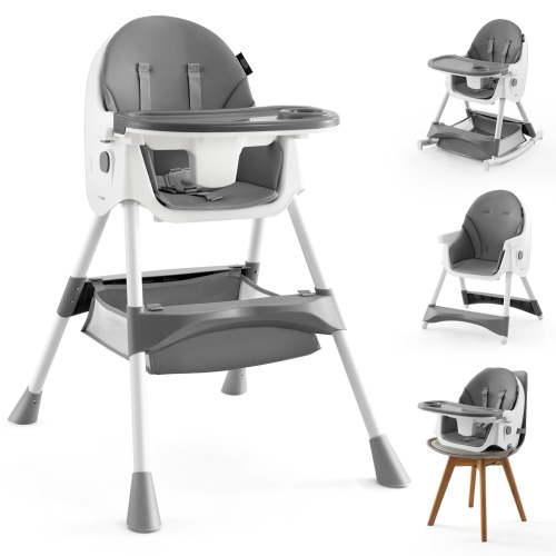 HARPPA 4-in-1 Convertible High Chair for Babies and Toddlers, Feeding Chair for Infant,Gray