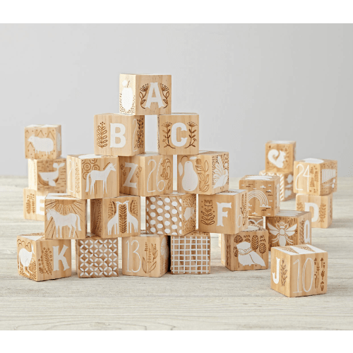 Etched Wooden Baby Blocks