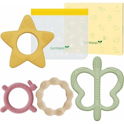 Silicone Teether for Babies 0-24M - 4 Different Softness Levels