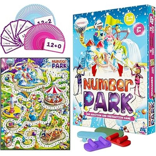 Number Park - Addition & Subtraction Math Games for Kids Ages 5-8 - Fun Educational Learning Game - Board Games for Kindergarten & Up - Gift