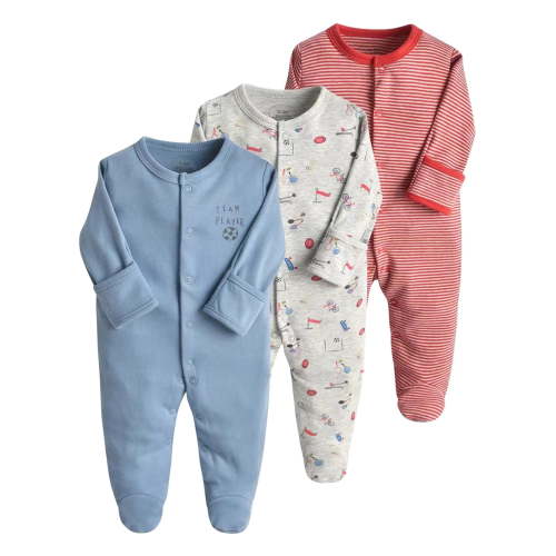 Toddler Boy Clothes 5T Unisex Baby Boy Girl Footies Rompers Cotton Long Sleeve 3 Pack Pajamas Jumpsuits Playsuits Outfits Blue,3-6 Months